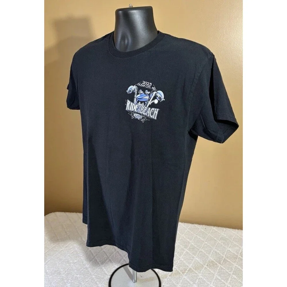 2023 Ocean City MD Ride To The Beach Rally 2 Sided Crab Motorcycle Tee Size M
